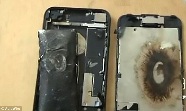 iPhone 7 взорвался на зарядке в Китае. iPhone 7 взорвался на зарядке в Китае. Фото.