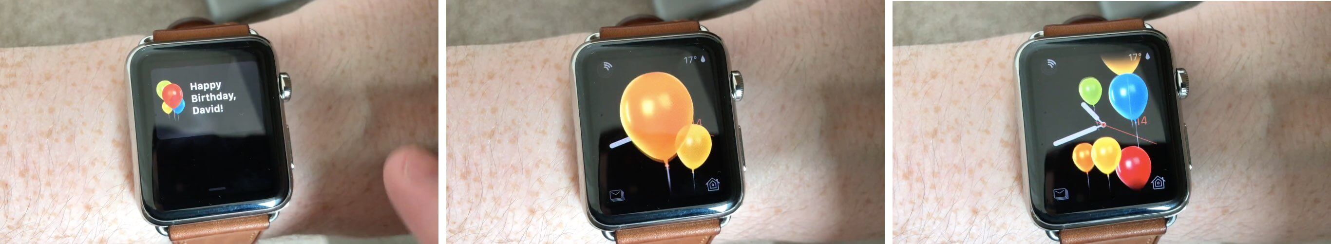 watchOS 4 поздравит вас с днем рождения воздушными шарами. watchOS 4 поздравит вас с днем рождения воздушными шарами. Фото.