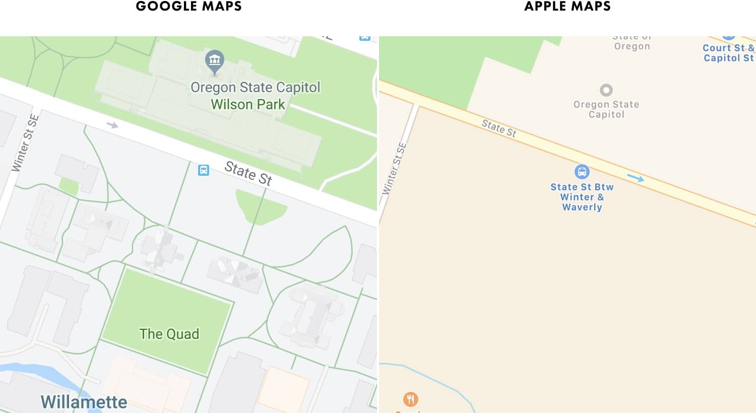 Насколько Apple Maps отстают от Google Maps в 2017 году. Насколько Apple Maps отстают от Google Maps в 2017 году. Фото.