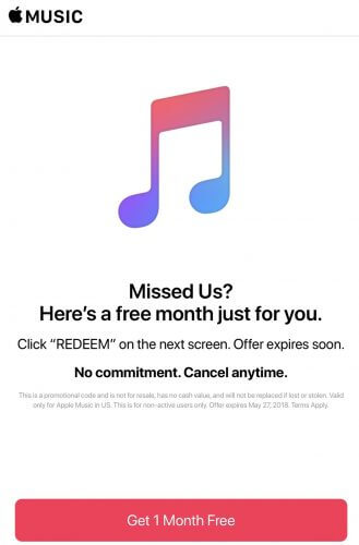 Apple предлагает еще один месяц бесплатного доступа к Apple Music. Apple предлагает еще один месяц бесплатного доступа к Apple Music. Фото.