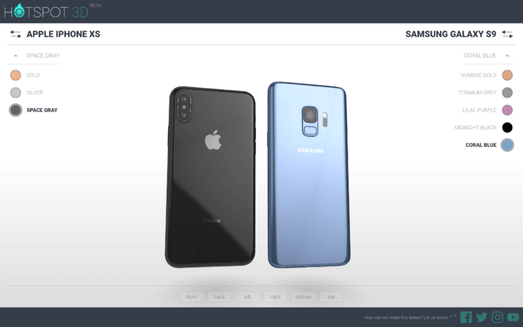 Новый инструмент позволяет взглянуть на iPhone XS со всех сторон.. Фото.