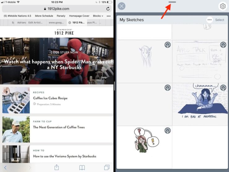 Как разделить экран на Айпаде с помощью режима Split View. Фото.