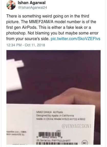 Не верьте фейкам: фотографии AirPods 2 оказались ненастоящими. Не верьте фейкам: фотографии AirPods 2 оказались ненастоящими. Фото.