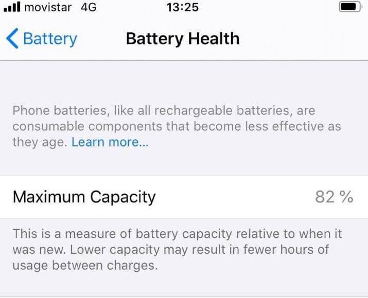 Что означают проценты в меню состояния аккумулятора iPhone. Что будет с аккумулятором iPhone 7 через 4 года. Фото.