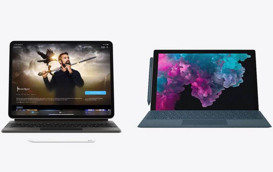 Почему вам стоит установить iPadOS 13.4. Слева Surface Pro, справа – iPad Pro. Но вы ведь итак это поняли? Почему вам стоит установить iPadOS 13.4. Слева Surface Pro, справа – iPad Pro. Но вы ведь итак это поняли? Фото.