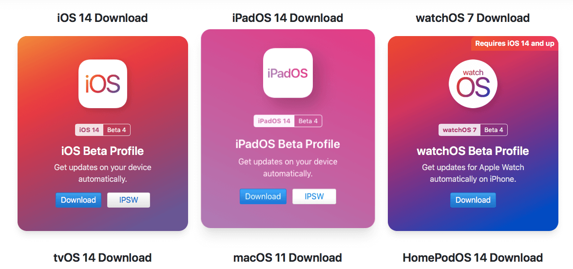 beta profiles ios 14 download