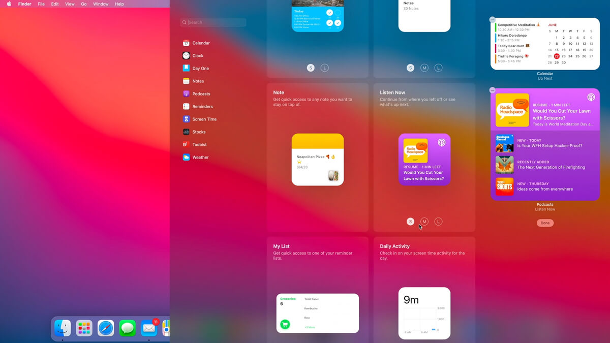 Что нового в macOS Big Sur. Виджеты и на Mac в этом году завезли. Что нового в macOS Big Sur. Виджеты и на Mac в этом году завезли. Фото.