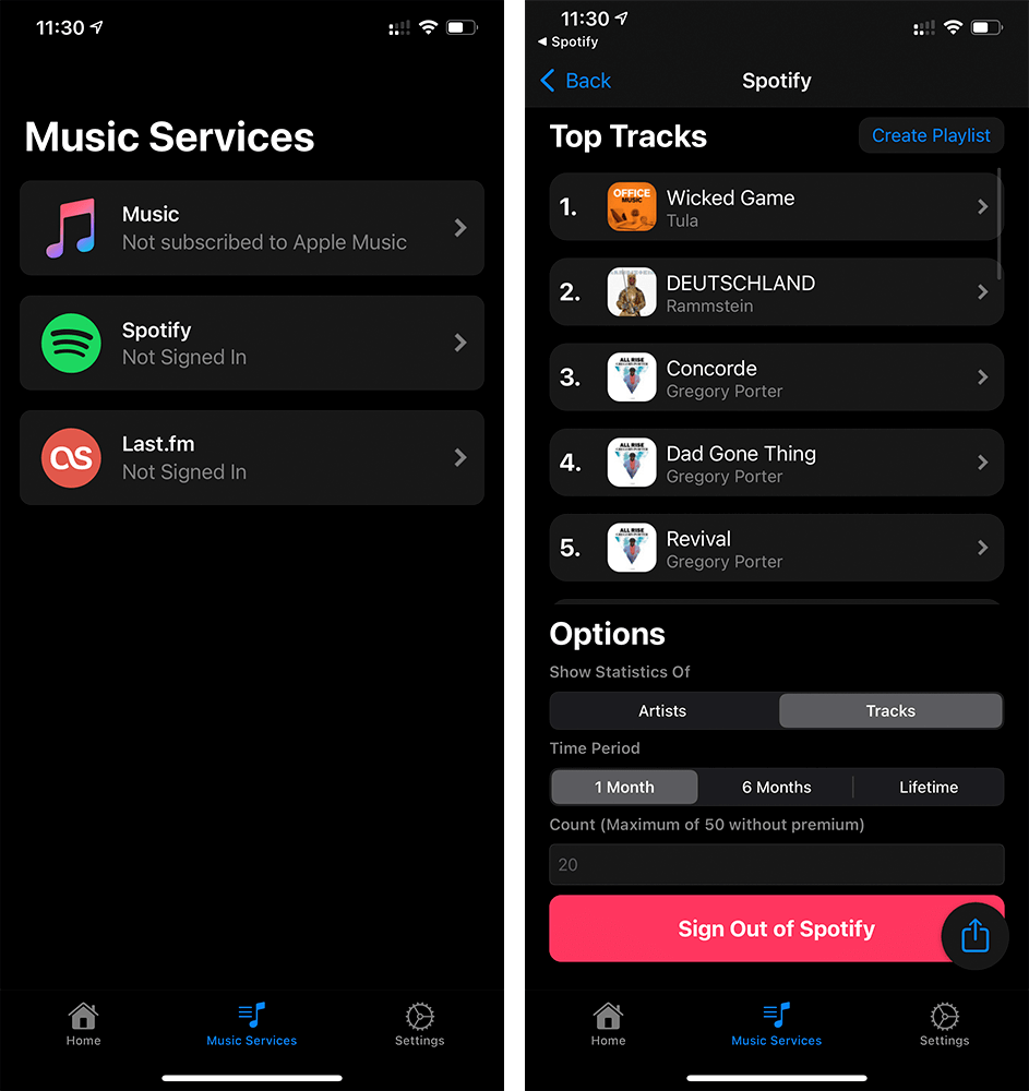 Как добавить виджет Spotify на домашний экран iOS 14. Зайдите в нужный музыкальный сервис. Фото.