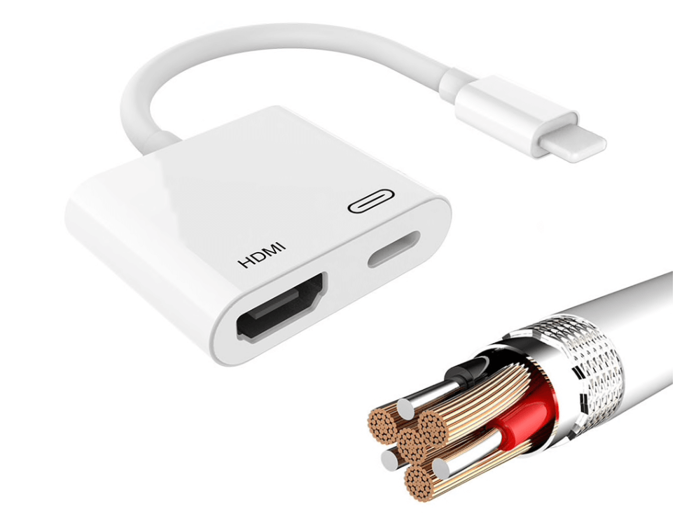 Переходник Lightning < -> HDMI. Главное — наличие питания. Переходник Lightning < -> HDMI. Главное — наличие питания. Фото.