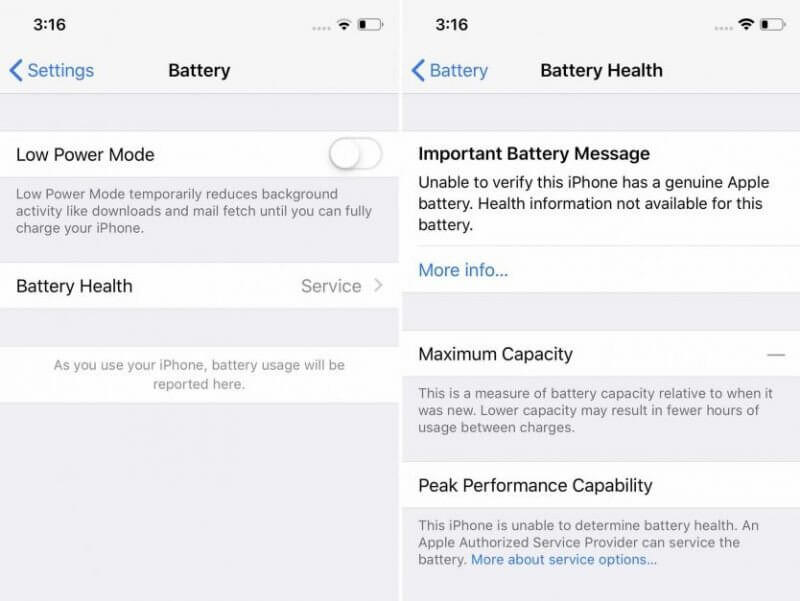 Как проверить оригинальный аккумулятор iPhone. Если на вашем iPhone неоригинальная батарея, вы увидите предупреждение в настройках. Как проверить оригинальный аккумулятор iPhone. Если на вашем iPhone неоригинальная батарея, вы увидите предупреждение в настройках. Фото.