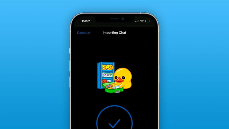 Telegram добавил функцию приёма импорта чатов из WhatsApp и других мессенджеров, правда, затем почему-то скрыл её. Фото.
