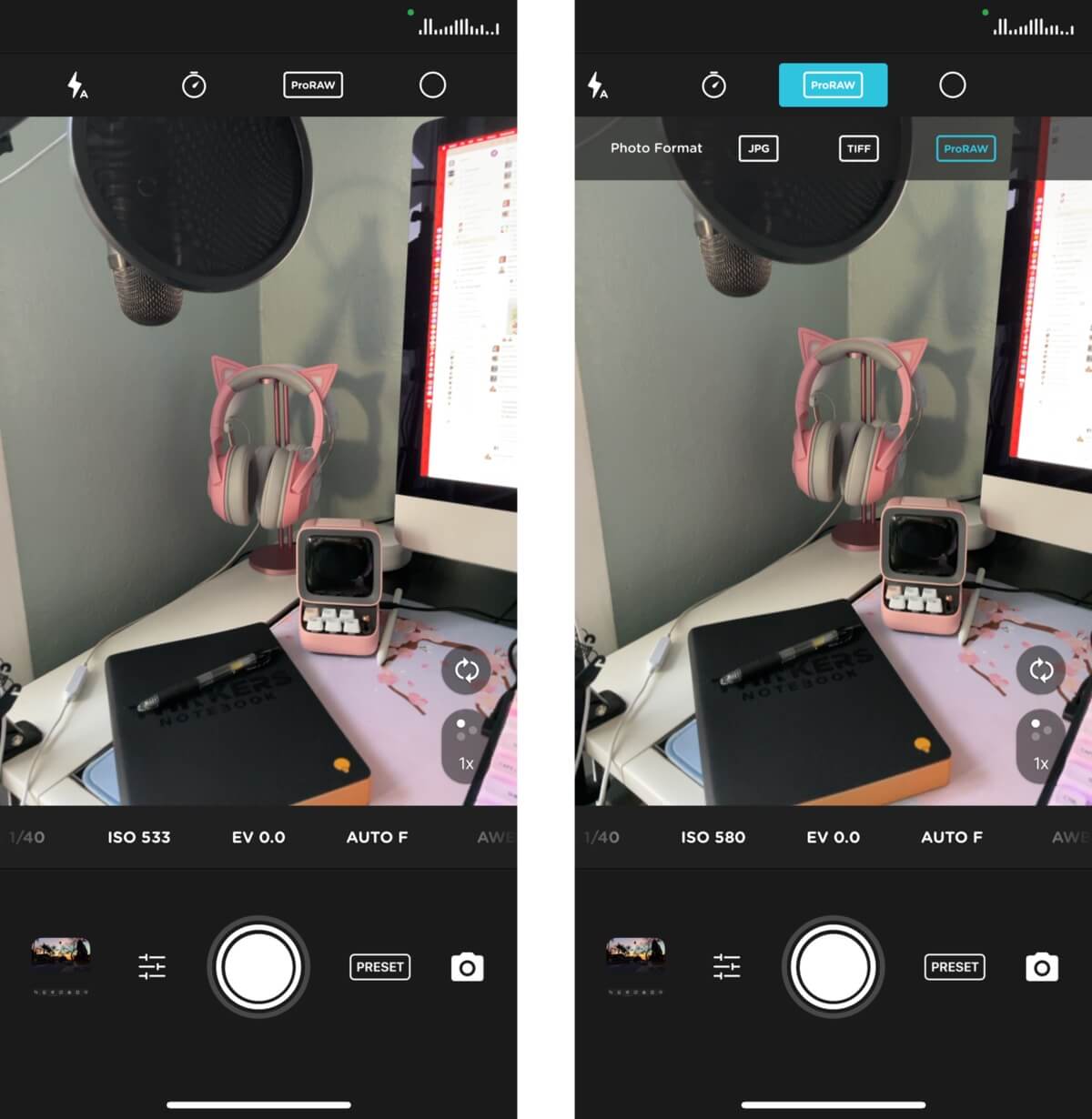 Сторонние приложения камеры с поддержкой Raw на iPhone. Приложение камеры Moment Pro. Фото.