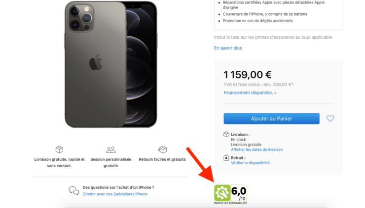 Ремонтопригодность устройств Apple. Вот так выглядит индекс ремонтопригодности от Apple на страницах её фирменных устройств. Фото.