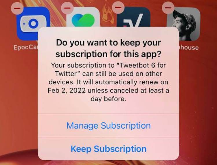 Как Apple может бороться с такими приложениями? Apple показывает такое уведомление, но это не сработает, если у пользователя ещё идёт пробный период. Как Apple может бороться с такими приложениями? Apple показывает такое уведомление, но это не сработает, если у пользователя ещё идёт пробный период. Фото.