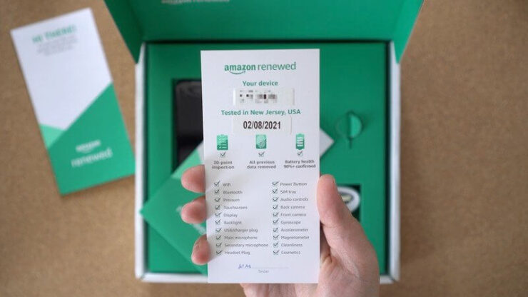 Вот такой сертификат качества есть в комплекте с каждым iPhone с пометкой Renewed. Фото.