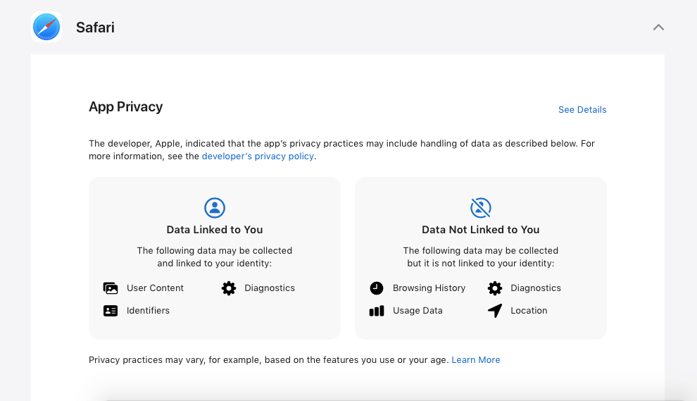 А теперь сравните его с ярлыком Safari. Фото.