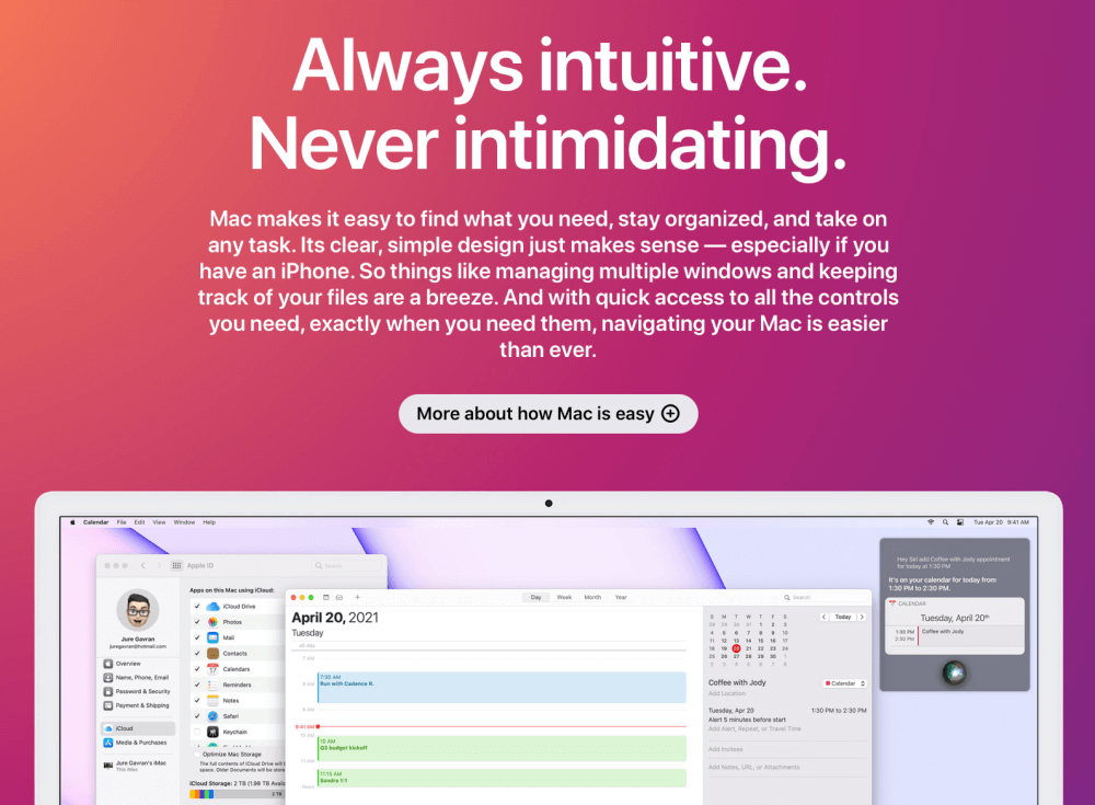 macOS — самая интуитивная десктопная операционка. Фото.