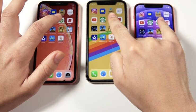 Сравнение iPhone XR, 11 и 12 показало, что первый работает быстрее. Фото.