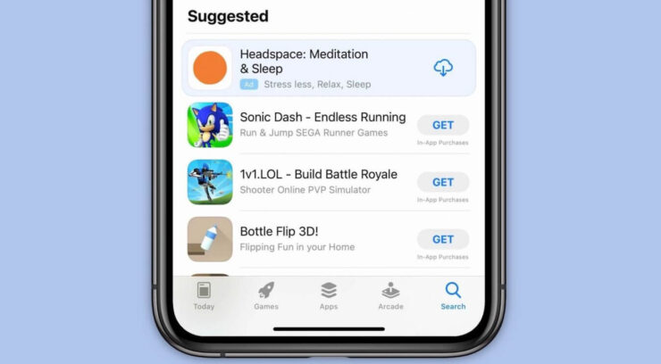 Реклама в App Store. Вот так выглядит рекламный слот в англоязычной версии App Store. Реклама в App Store. Вот так выглядит рекламный слот в англоязычной версии App Store. Фото.
