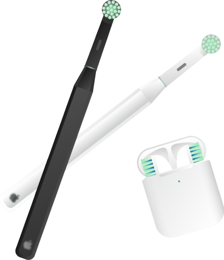 У этой щётки явно прослеживаются общие черты с AirPods. Фото.