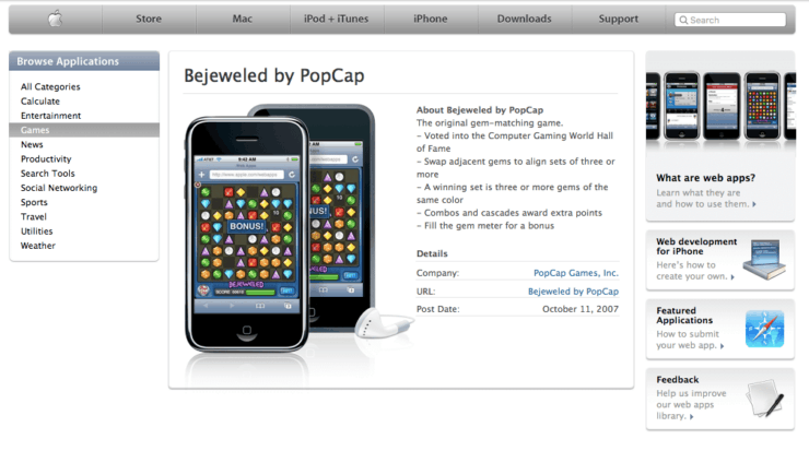 Что лучше: PWA или нативные приложения. В этом каталоге были и приложения, и игры, но все они — в формате сайтов. Фото.