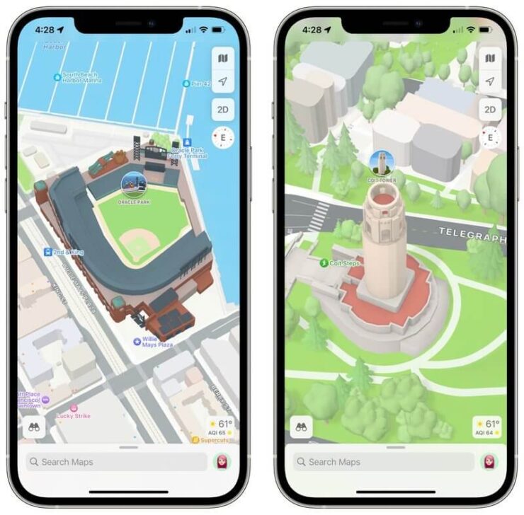 Вот так в 3D выглядят города в Apple Maps. Фото.