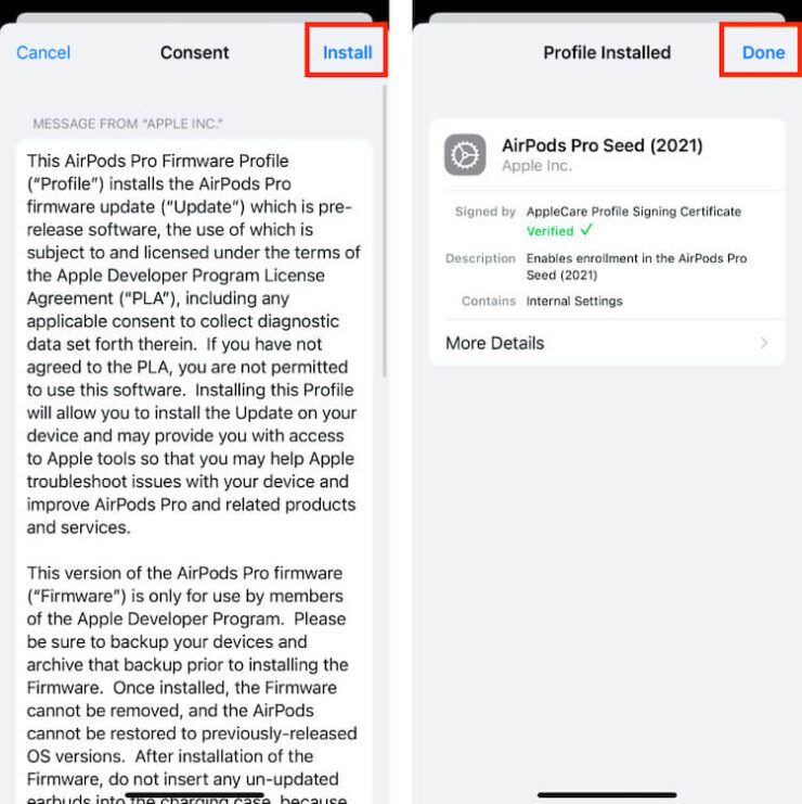 Как установить бета-версию прошивки AirPods Pro. По сути, процедура ничем не отличается от установи беты iOS. Фото.