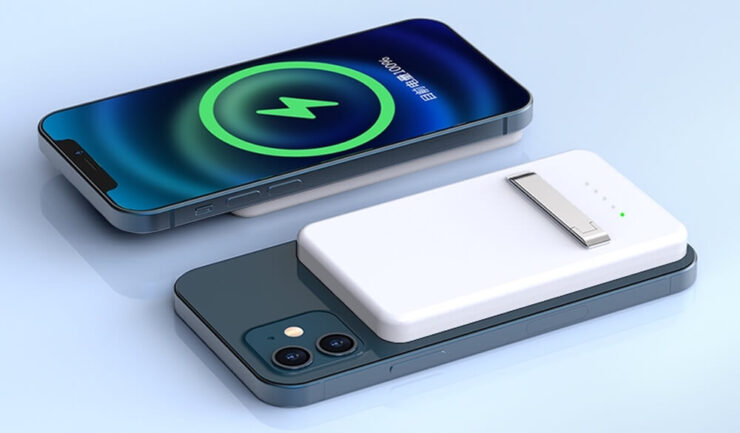 MagSafe-пауэрбанк для iPhone. У этой батарейки есть очень удобная ножка. MagSafe-пауэрбанк для iPhone. У этой батарейки есть очень удобная ножка. Фото.