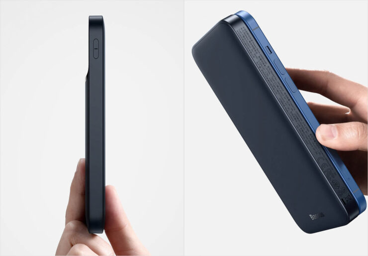 Внешний аккумулятор для iPhone на магнитах. У этой батарейки есть даже выемка под камеру iPhone 12. Фото.