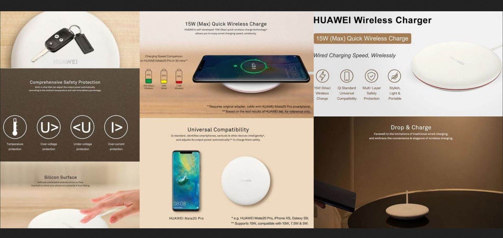 Беспроводная зарядка Huawei на 15 Вт. Беспроводная зарядка от Huawei подойдет к интерьеру вашего дома. Фото.