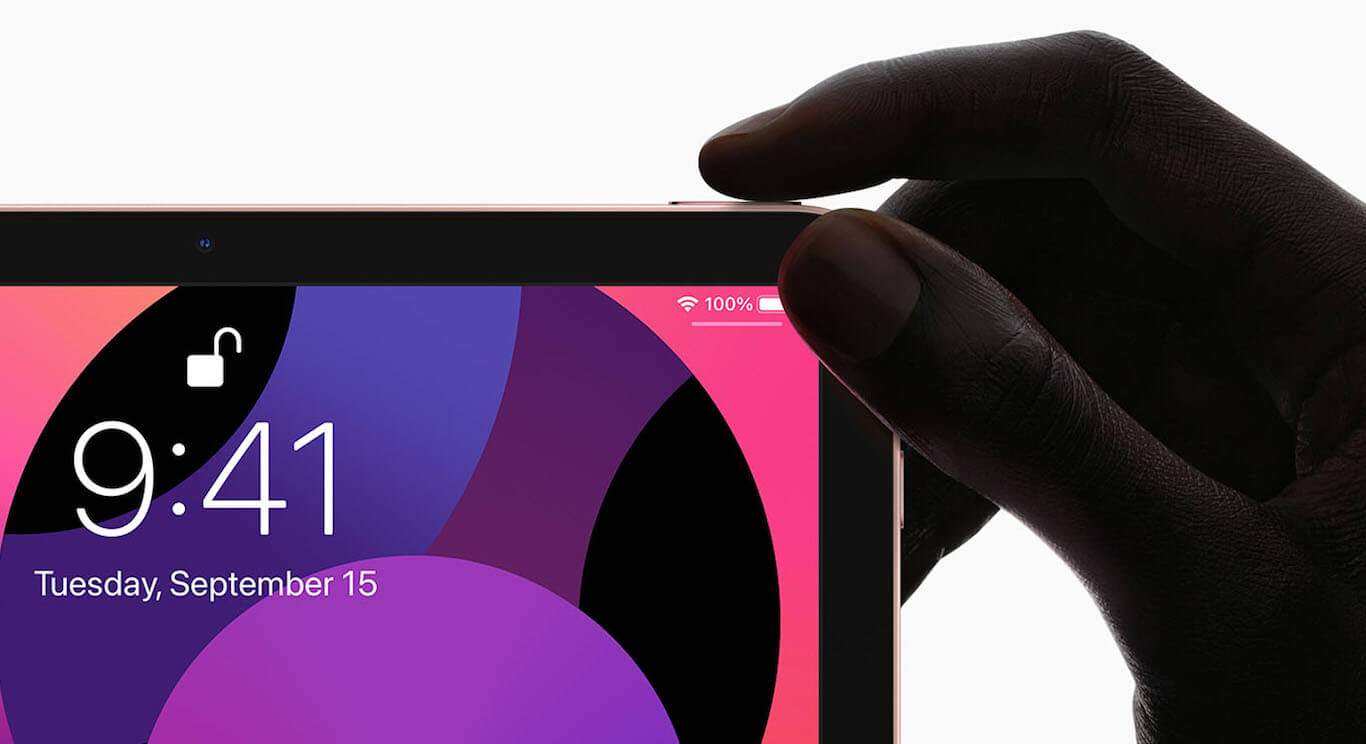 Touch ID в кнопке питания iPad Air 4 уместился очень хорошо. Фото.