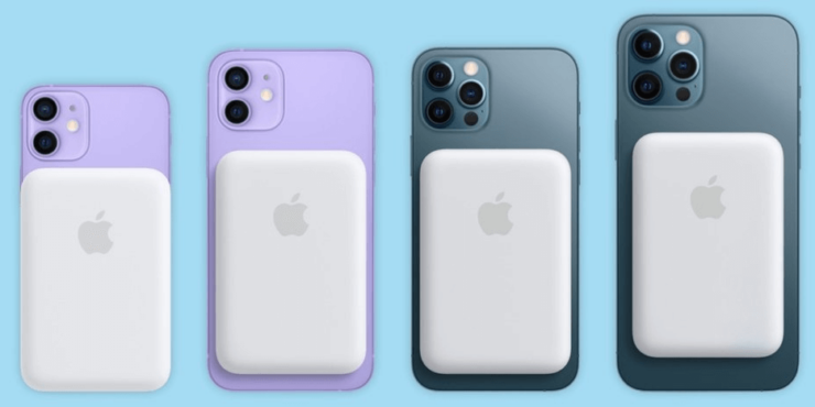 Ёмкость аккумулятора iPhone 12. MagSafe Battery Pack может работать как беспроводная зарядная станция. Фото.