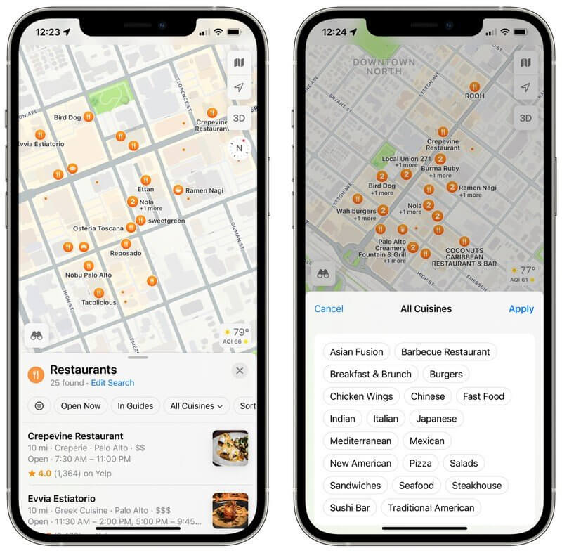 Пользоваться поиском в Apple Maps будет удобнее. Фото.