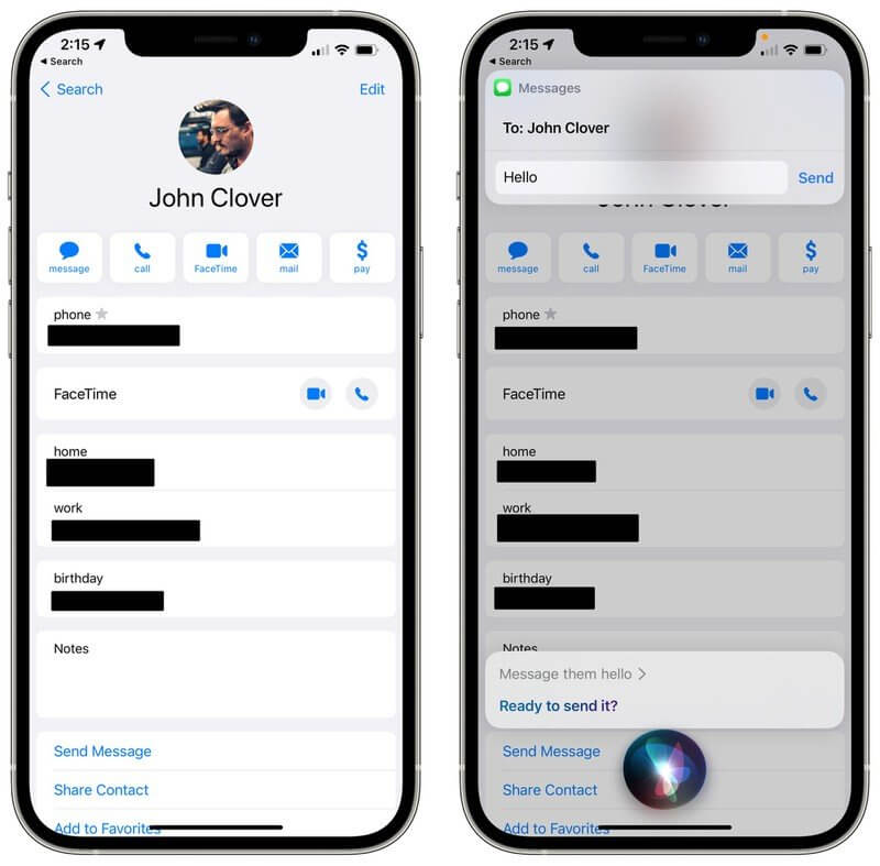 Siri будет понимать, к какому контакту вы обращаетесь. Фото.