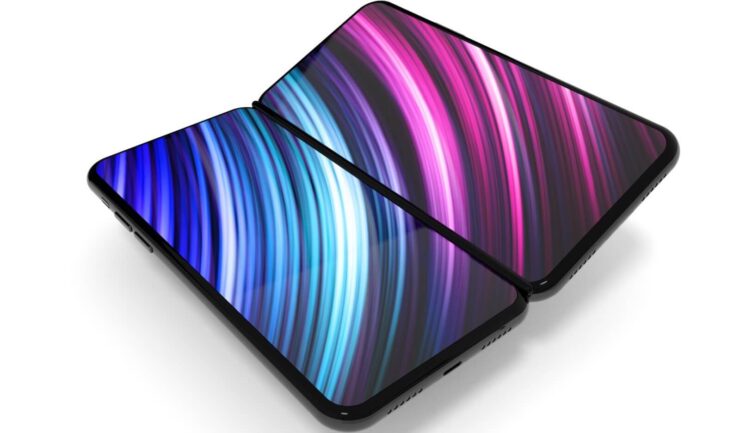 Но не исключено, что у складного iPhone будет два экрана с шарниром посередине. Фото.