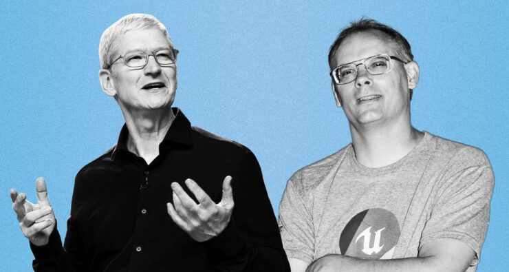 Работа в компании Apple. Тим Кук и Тим Суини всё ещё остаются непримиримыми врагами. По крайней мере, в деле Epic Games против Apple. Фото.