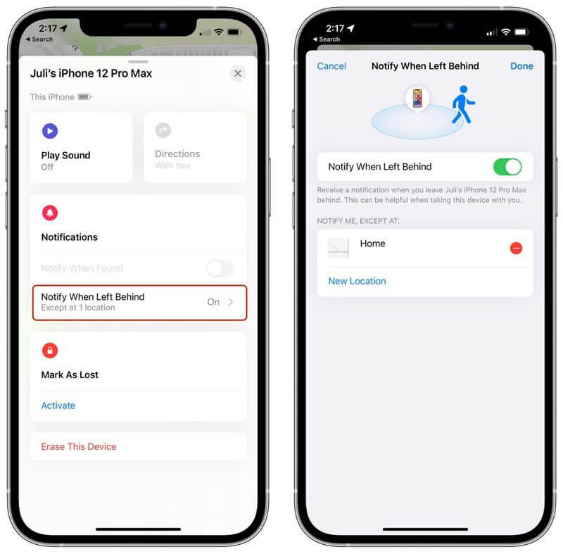 Если вы случайно где-то забудете своё устройство, Локатор об этом предупредит. Фото.