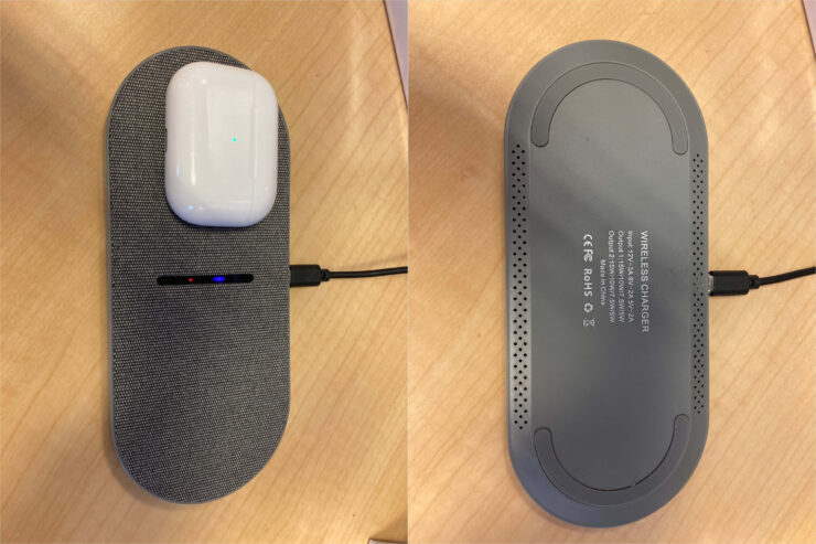 Двойная беспроводная зарядка. Эта зарядка позволяет заряжать сразу 2 устройства. Фото.