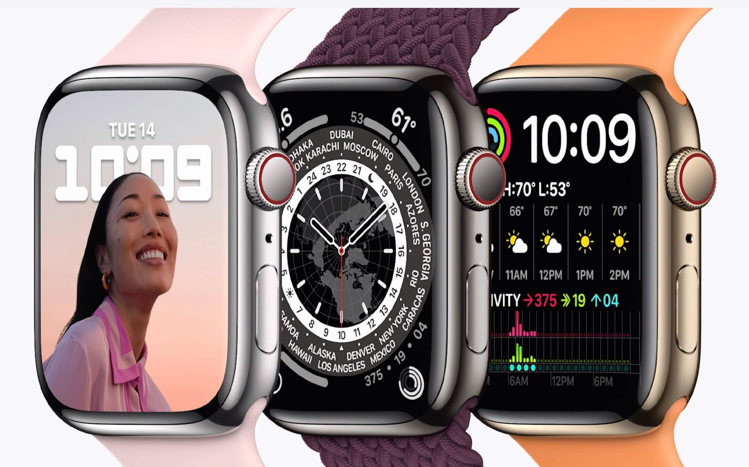 Apple Watch Series 8 з різними кольоровими ремінцями купити Apple Watch Series 8