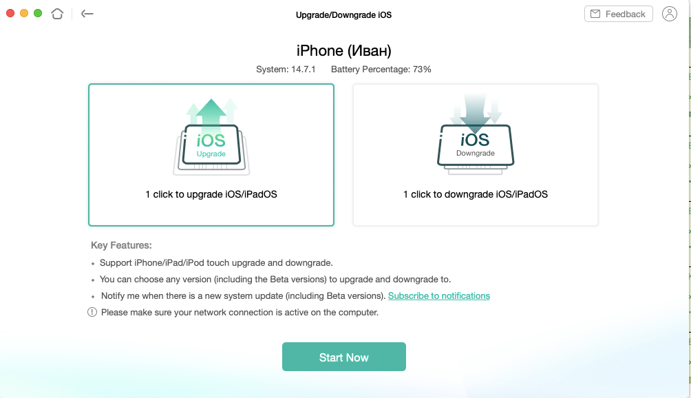 AnyFix позволяет перейти даже на предыдущую бета-версию, а не только на релизную сборку iOS. Фото.