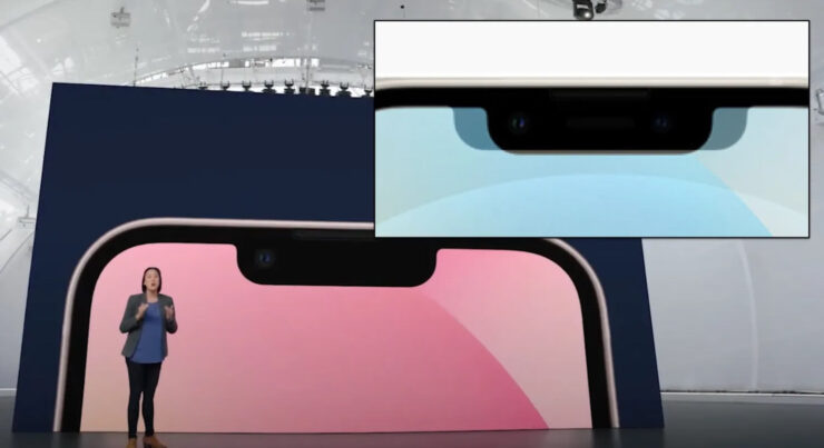 Скрытые возможности iPhone 13. Выемка в экране iPhone 13 стала чуть уже, но выше. Фото.