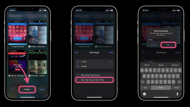 Группы вкладок в iOS 15. В Сафари появится возможность группировать вкладки. Группы вкладок в iOS 15. В Сафари появится возможность группировать вкладки. Фото.