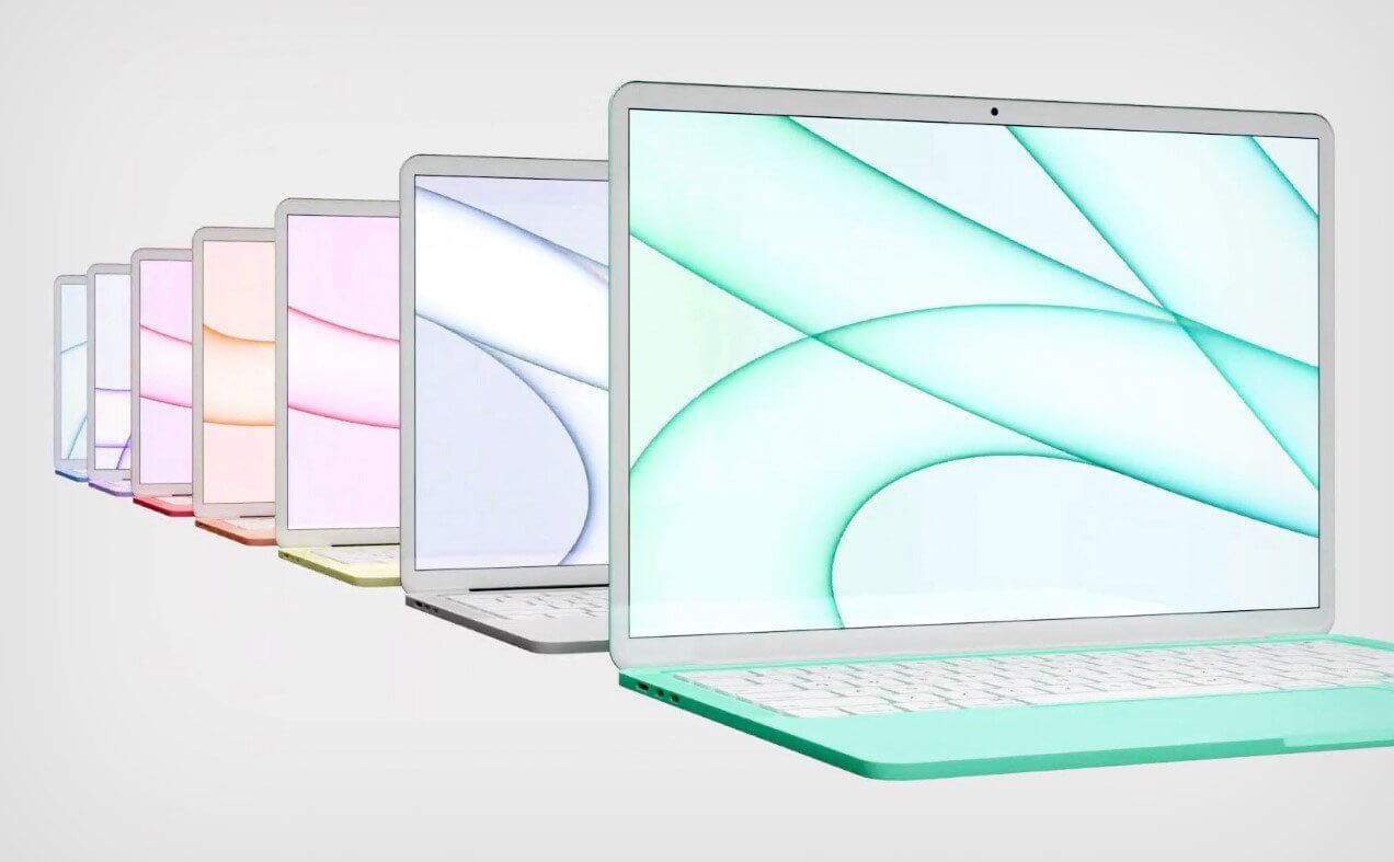 Корпус нового MacBook Air станет более округлым и окрасится в новые цвета. Фото.