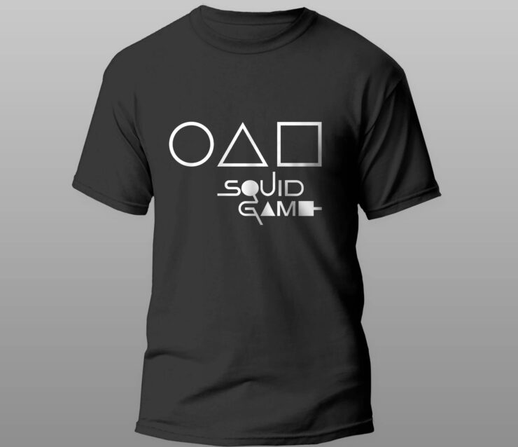 Футболка Игра в кальмара. Вот эта модель стоит дороже, но она и сделана из хлопка. Фото.