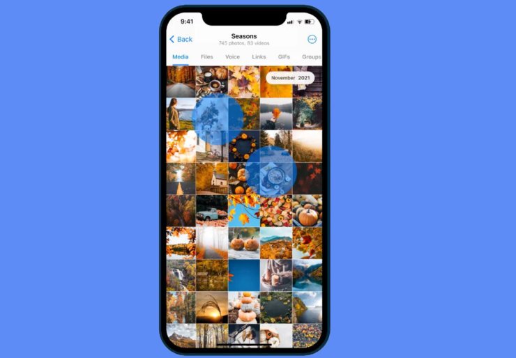 Быстрая прокрутка в разделе Медиа. Поиск медиафайлов в Телеграм стал еще проще. Быстрая прокрутка в разделе Медиа. Поиск медиафайлов в Телеграм стал еще проще. Фото.