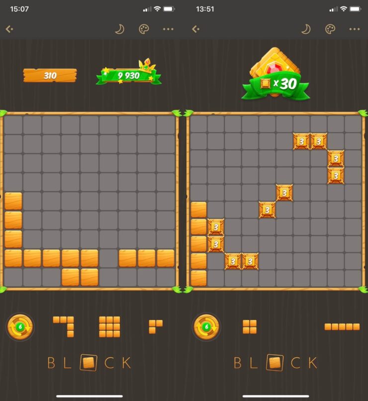 Block Puzzle — блочная игра на iOS. Моя любимая игра на айфоне. Фото.