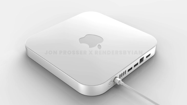 Новый Mac mini. Обновленный Mac mini со скруглёнными краями. Фото.