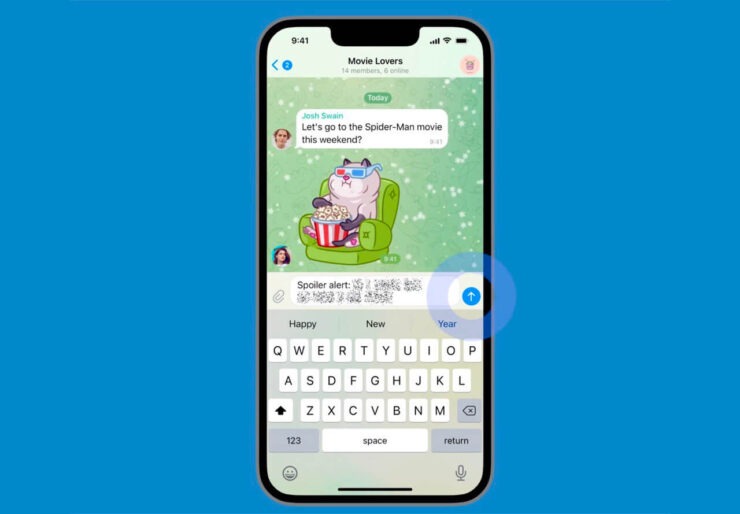 Вот так выглядит скрытый текст в Телеграм. Фото.