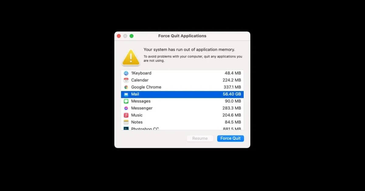 Не хватает оперативной памяти на Mac. Фото.