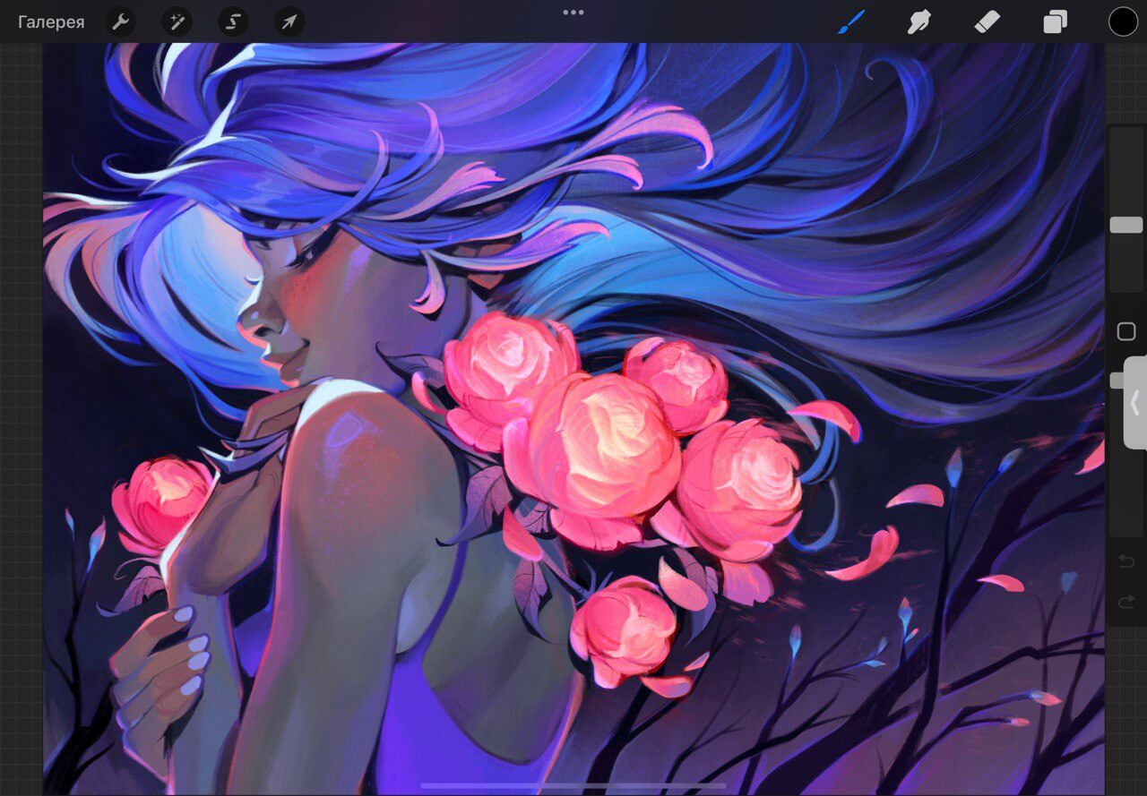 Пример рисунка в ProCreate. Фото.